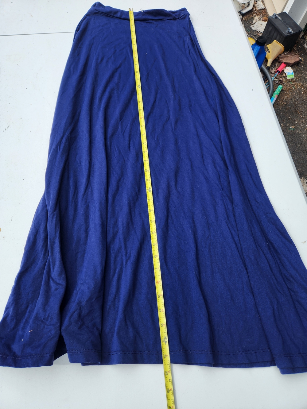 Susana Monaco Navy Blue Stretch A-Line Maxi Skirt Small Made USA - Picture 3 of 6